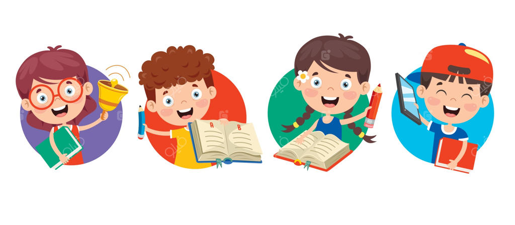 کودکان مدرسه‌ای کارتونی شاد و بامزه