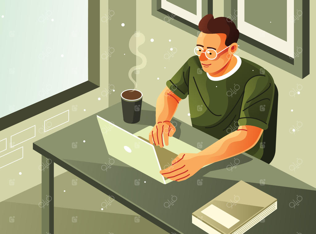 کار با لپ‌تاپ و نوشیدن قهوه