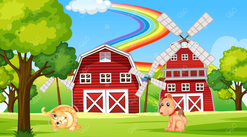 مجموعه‌ای از حیوانات اهلی مختلف در مزرعه