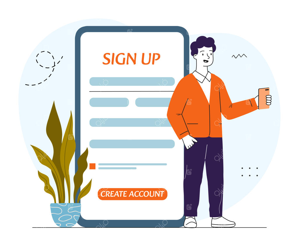 مرد در حال ثبت‌نام و وارد کردن نام کاربری و رمز عبور در گوشی هوشمند برای احراز هویت