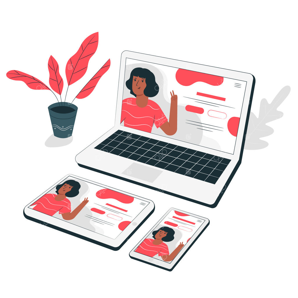 تصویرسازی مفهومی دستگاه‌های وب در کنار هم