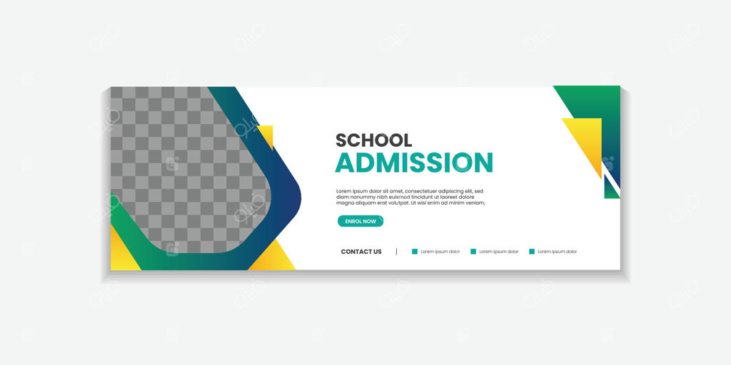 قالب بنر وب پذیرش مدرسه، قالب جلد شبکه‌های اجتماعی بازگشت به مدرسه برای آموزش، دانشگاه، تجارت و صنعت