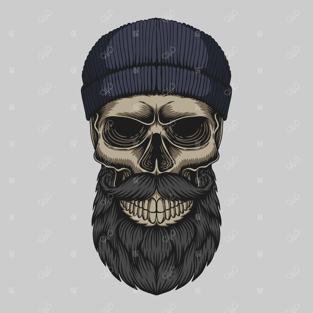 تصویر جمجمه با ریش و سبیل