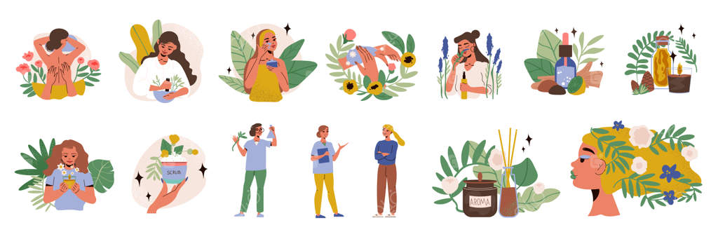 مجموعه آیکن‌های درمان گیاهی و همیوپاتی جایگزین