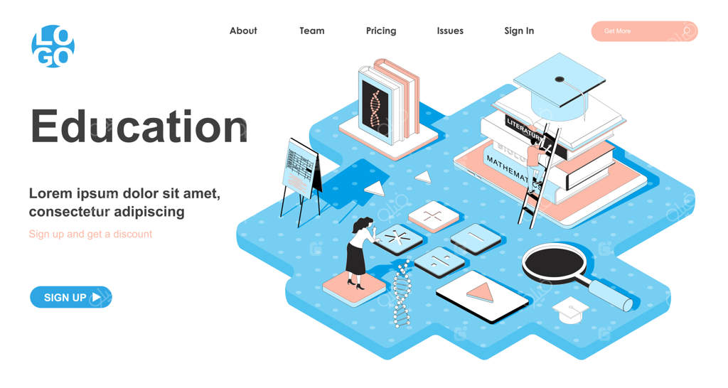 مفهوم آموزش ایزومتریک در طراحی سه‌بعدی برای صفحه فرود
