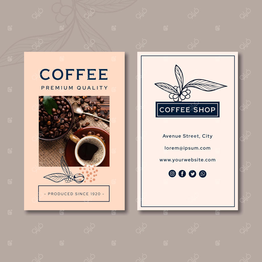 کارت ویزیت عمودی برای قهوه با کیفیت ممتاز