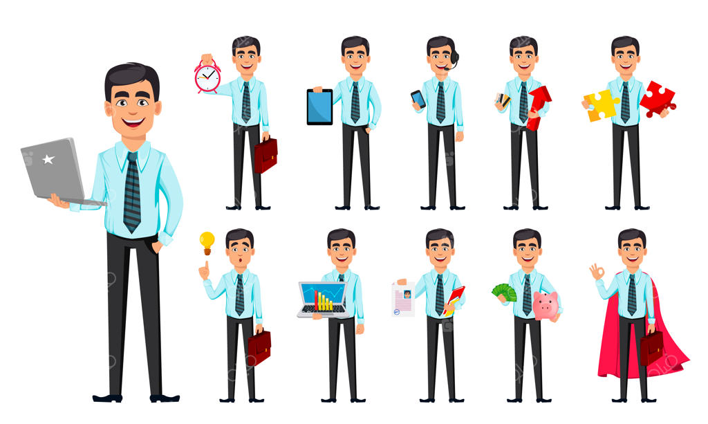 تاجر، مجموعه‌ای از یازده ژست