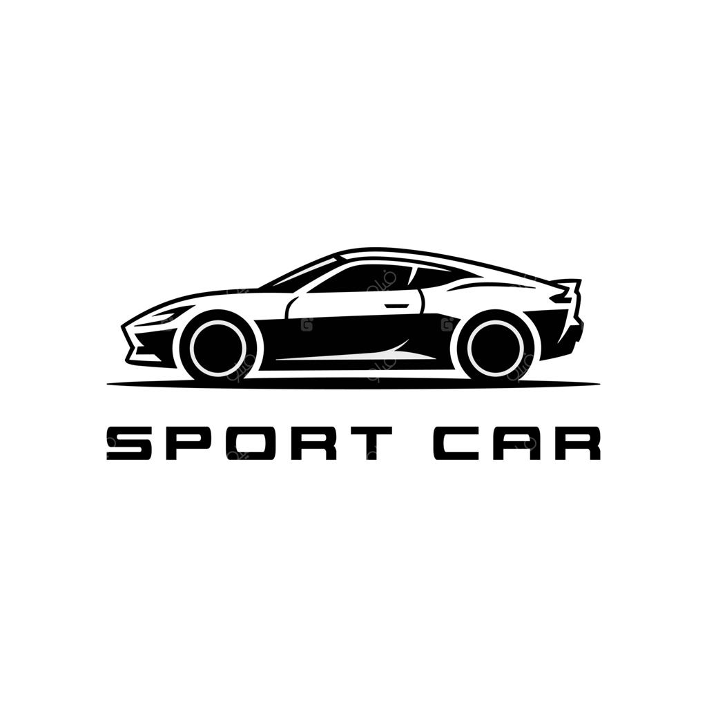 لوگوی سیلوئت خودروی اسپرت تک‌رنگ برای موضوعات خودرو و مسابقه