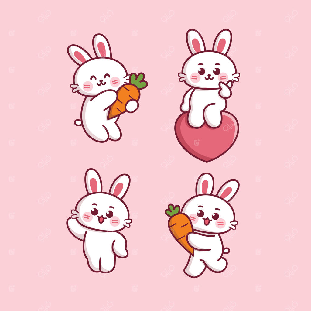 استیکر و ایموجی مسکات خرگوش بامزه