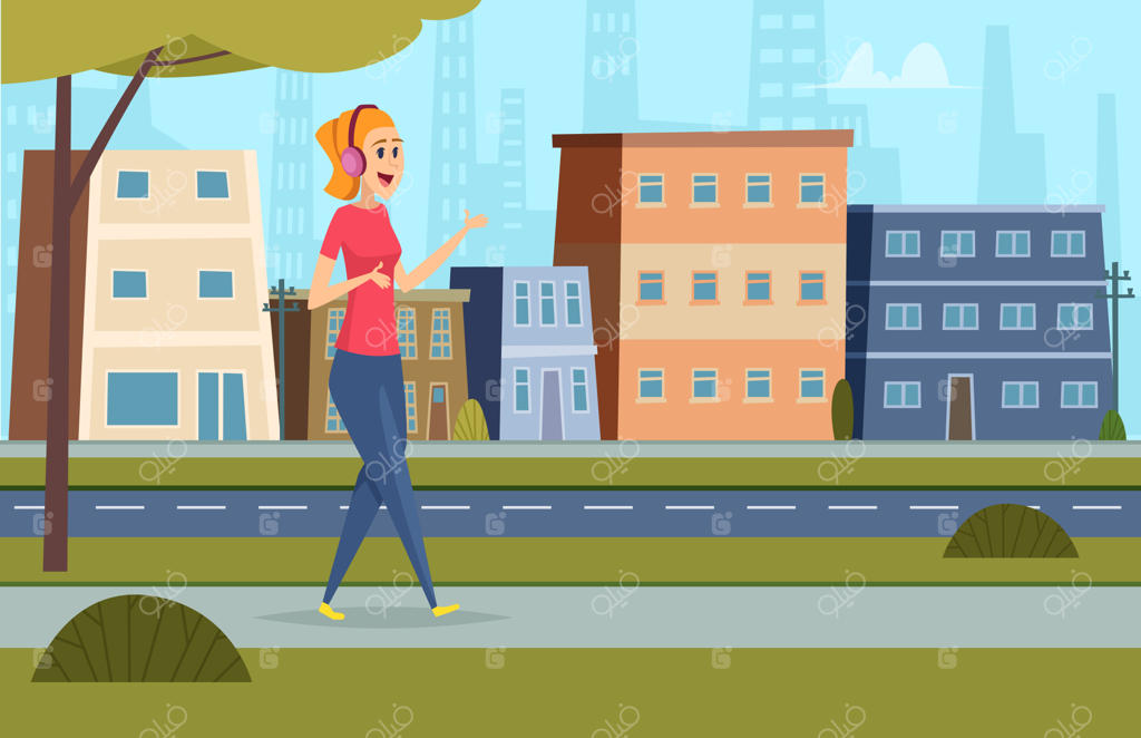 گوش دادن به موسیقی در خیابان: جوانی با هدفون و گوشی هوشمند در شهر. لحظات فراغت یک دانشجو در فضای باز.