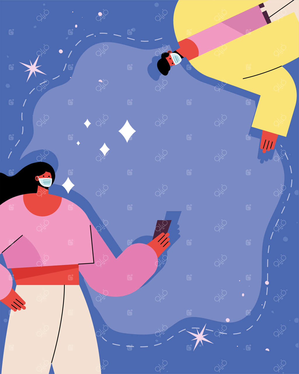 مرد و زن با ماسک‌ها