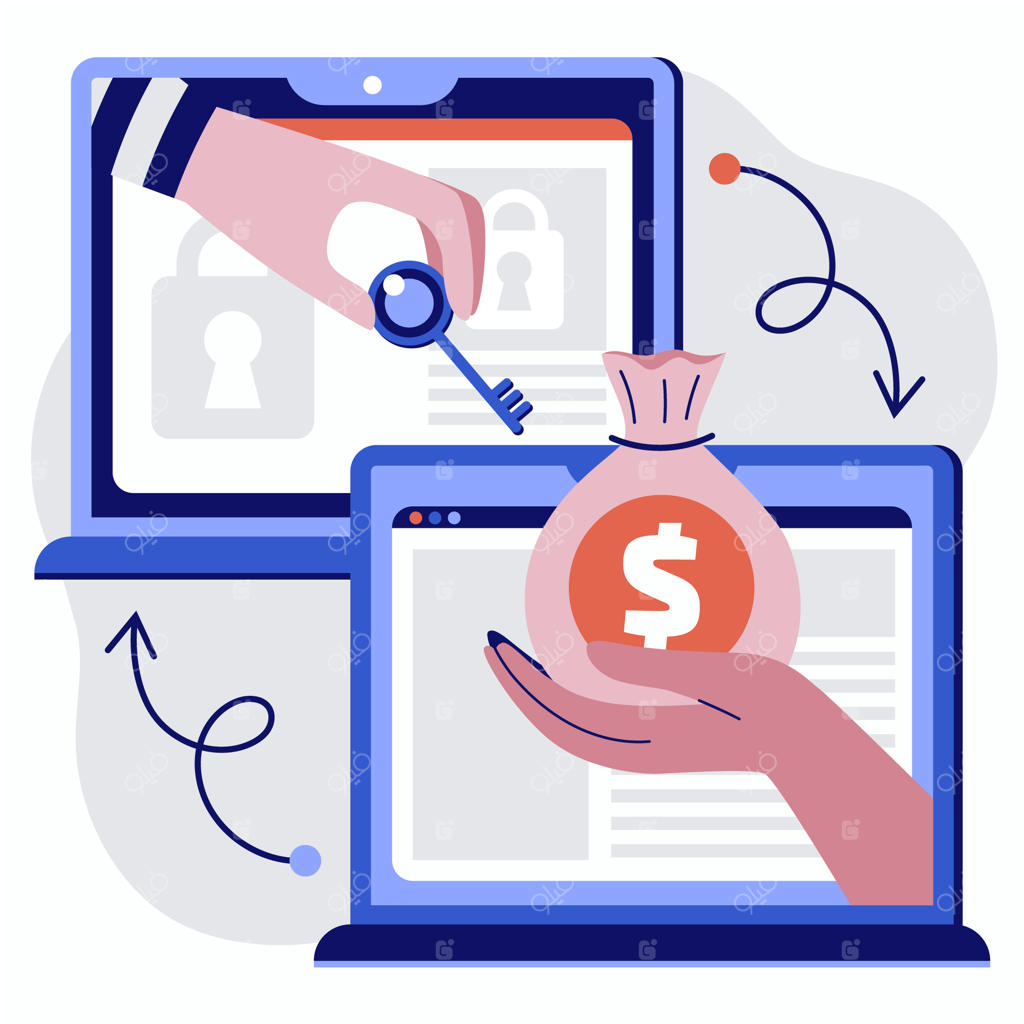 تصویرسازی با طراحی دستی و سبک تخت از باج‌افزار