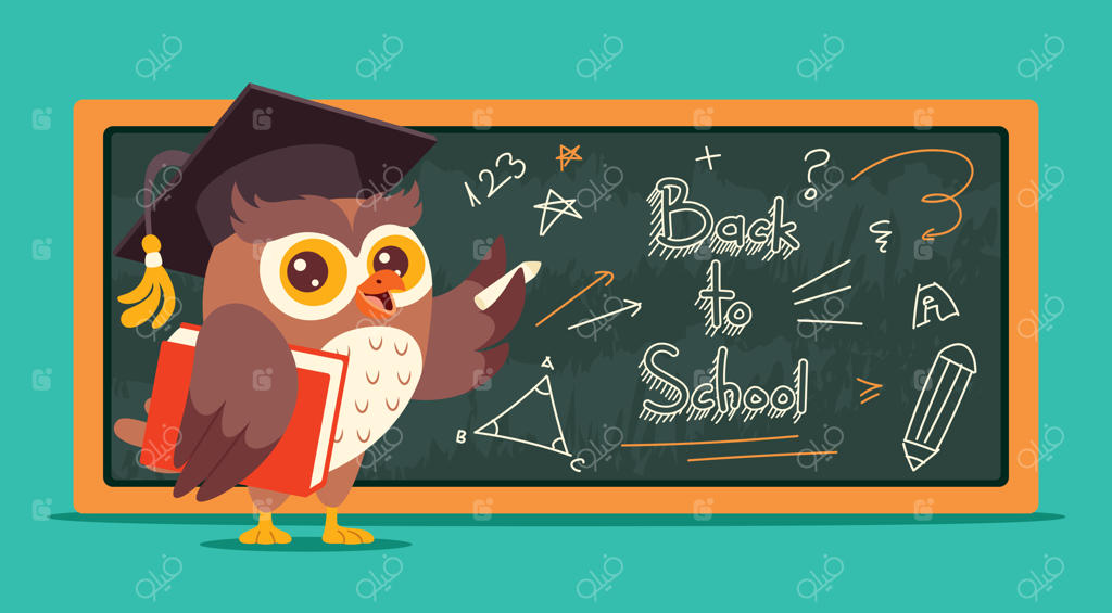 مفهوم آموزش با جغد کارتونی