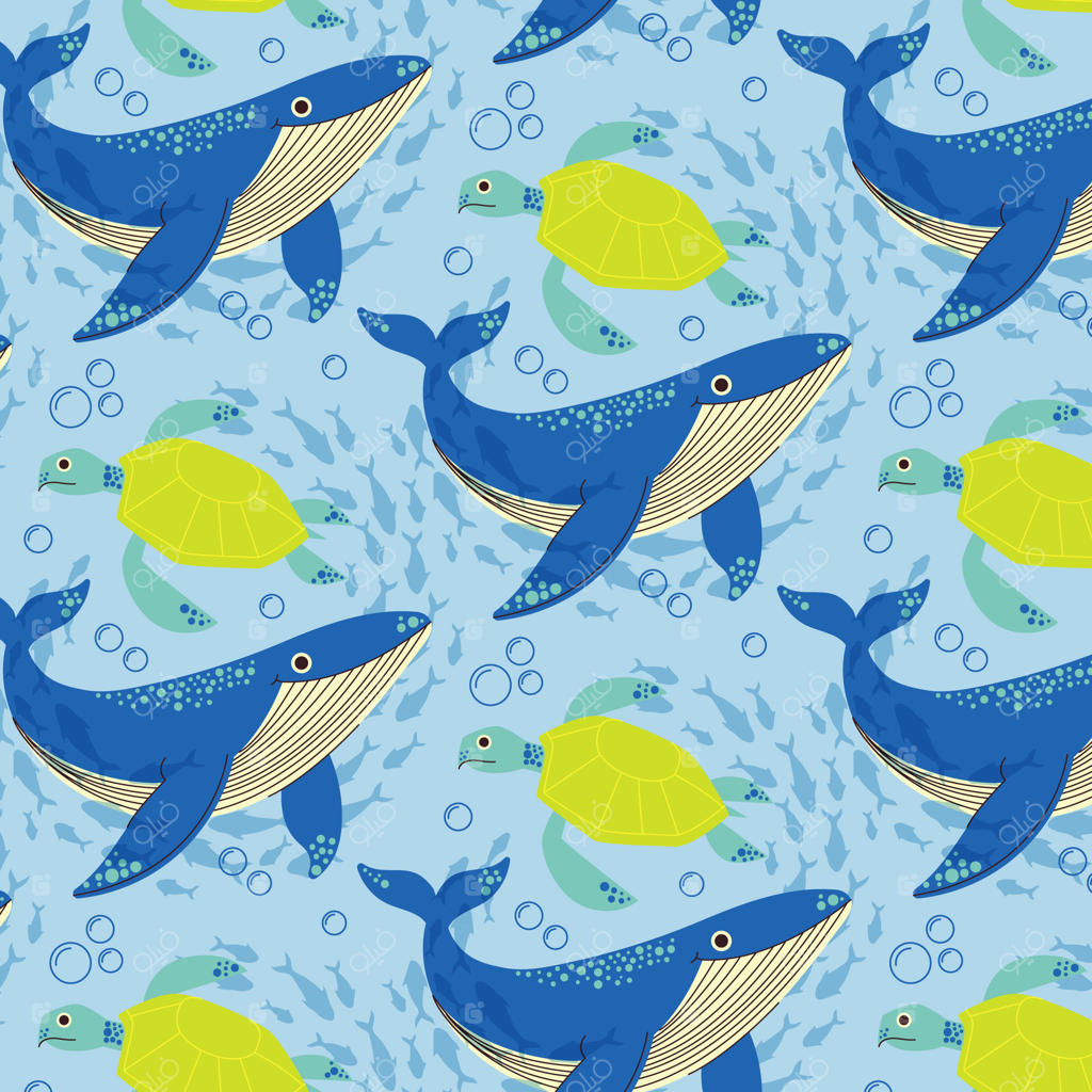 الگوی طرح دستی حیوانات دریایی