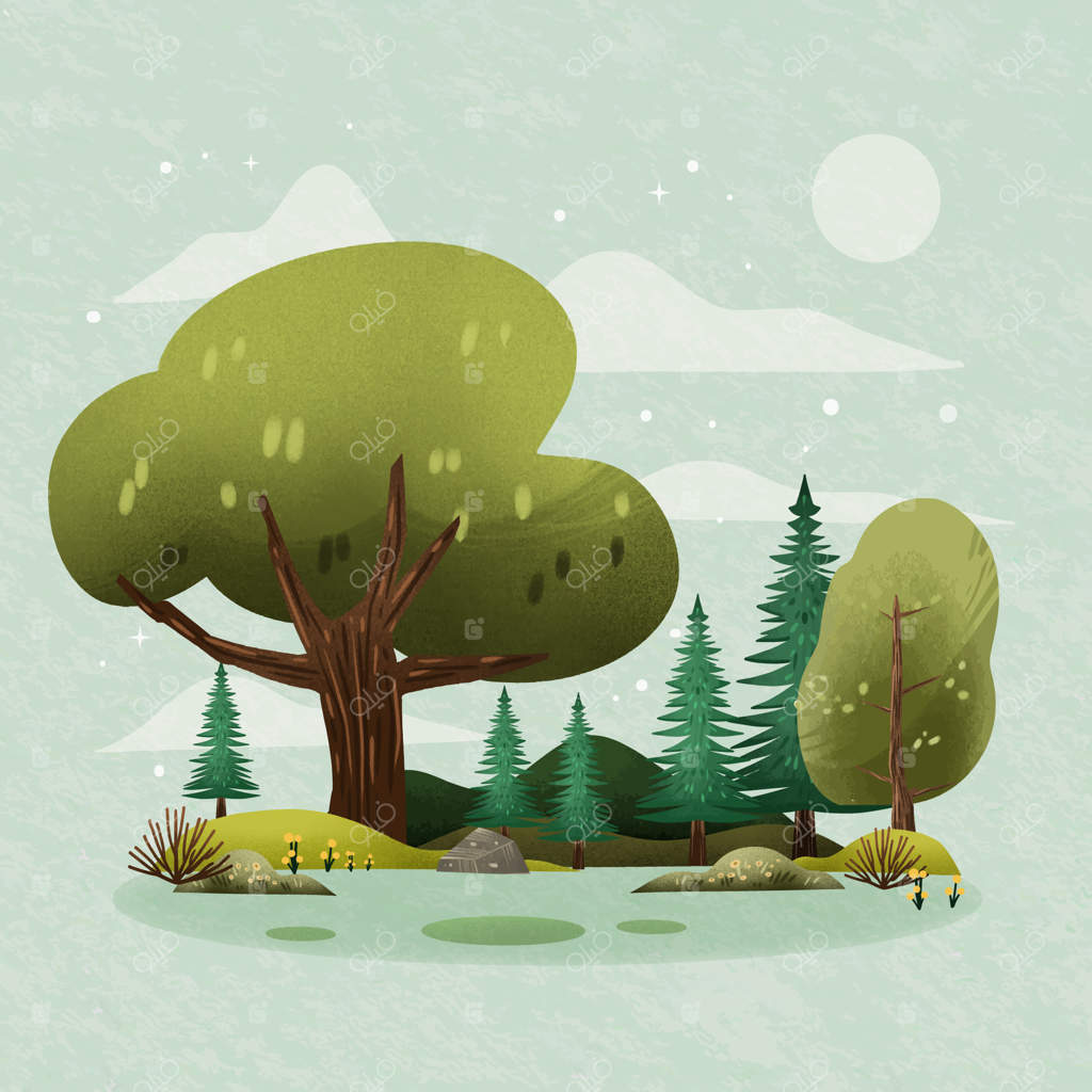 تصویرسازی روز جنگل با آبرنگ