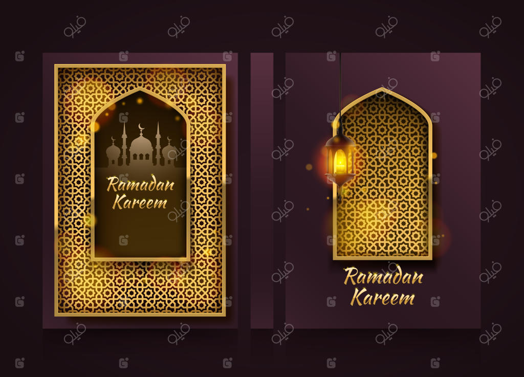 بنرهای عمودی مدرن، کاور رمضان کریم، پس‌زمینه تراکت رمضان مبارک، المان طراحی قالب، تصویرسازی وکتور