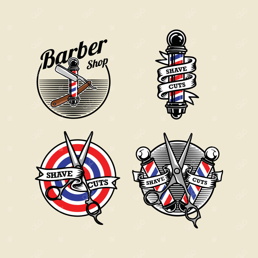 لوگوی کلاسیک برای آرایشگاه: تصویرسازی دستی وکتور