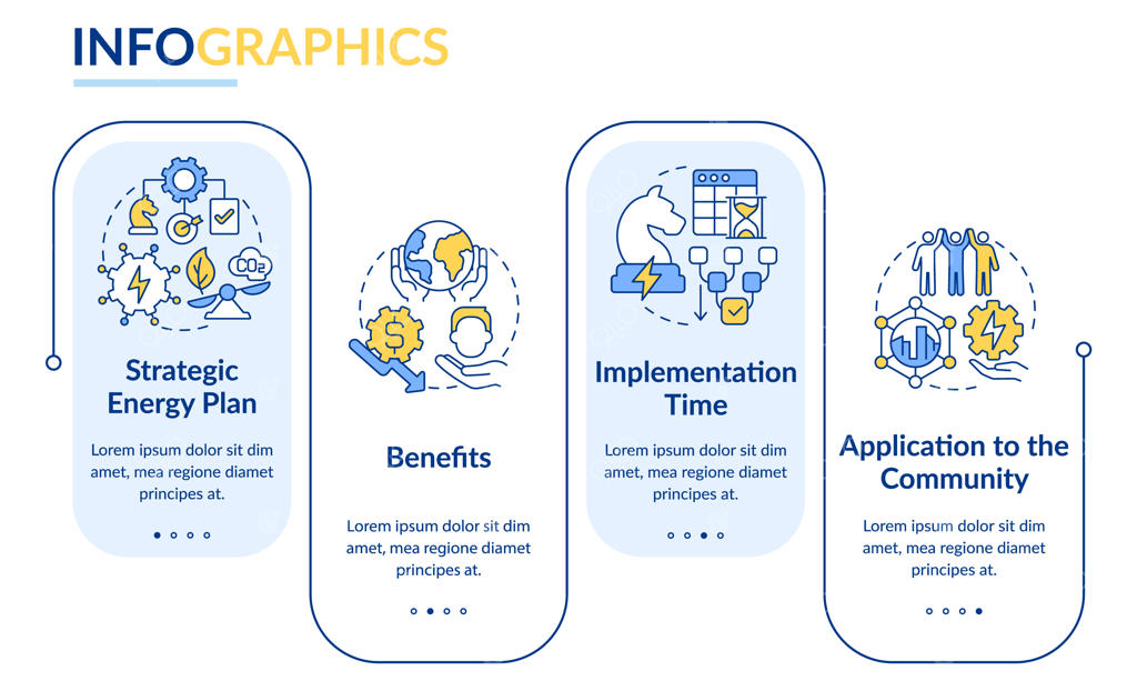 قالب اینفوگرافیک مستطیلی استراتژی انرژی ساختمان