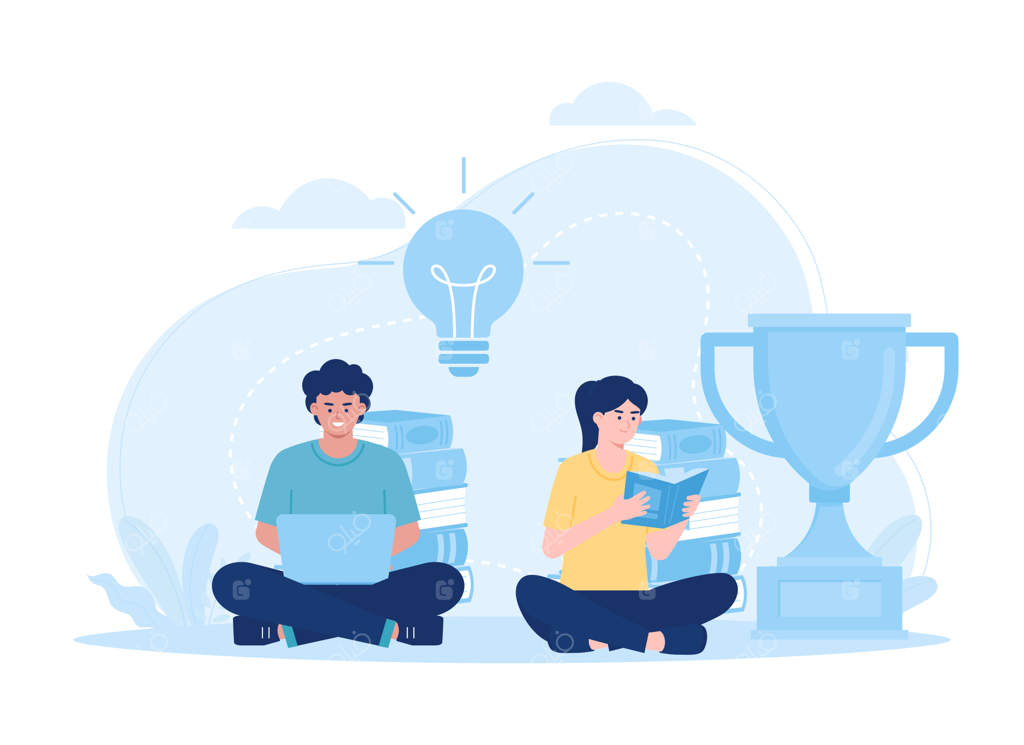 آموزش آنلاین یا دوره‌های کسب و کار: مفهومی از یادگیری از راه دور - تصویرسازی تخت