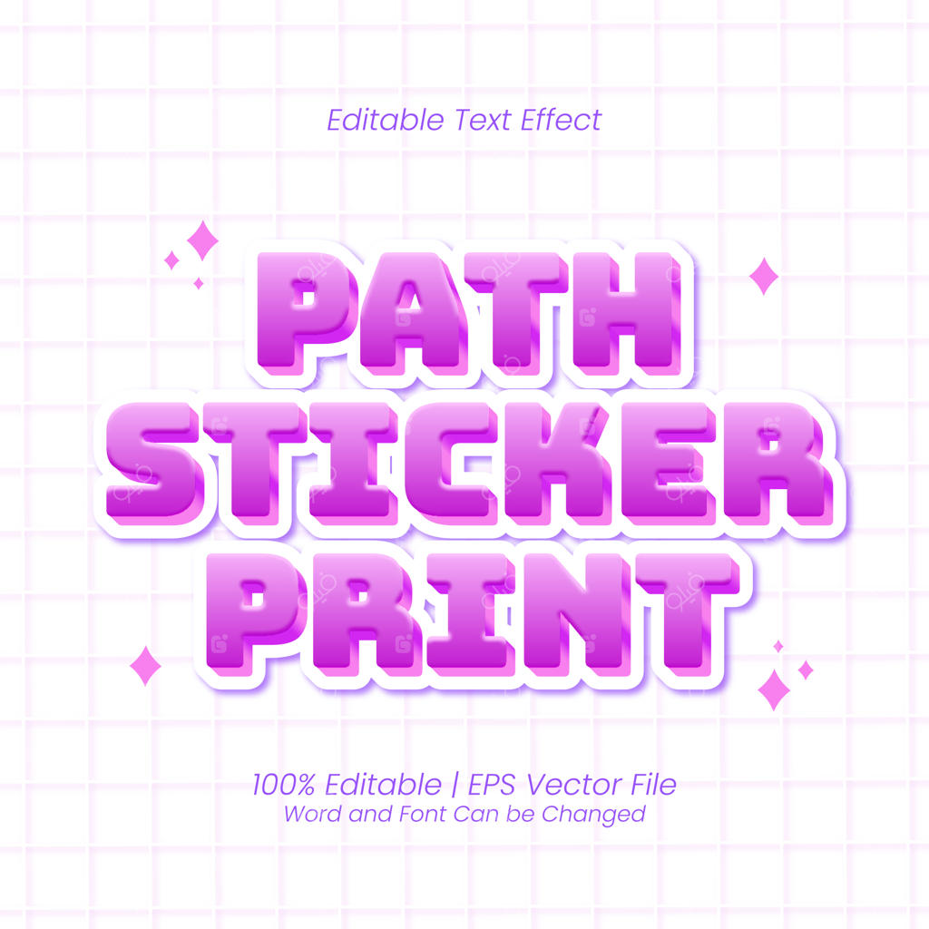 برش استیکر مسیر صنایع دستی کارتونی با استایل سه‌بعدی و اثر متنی قابل ویرایش