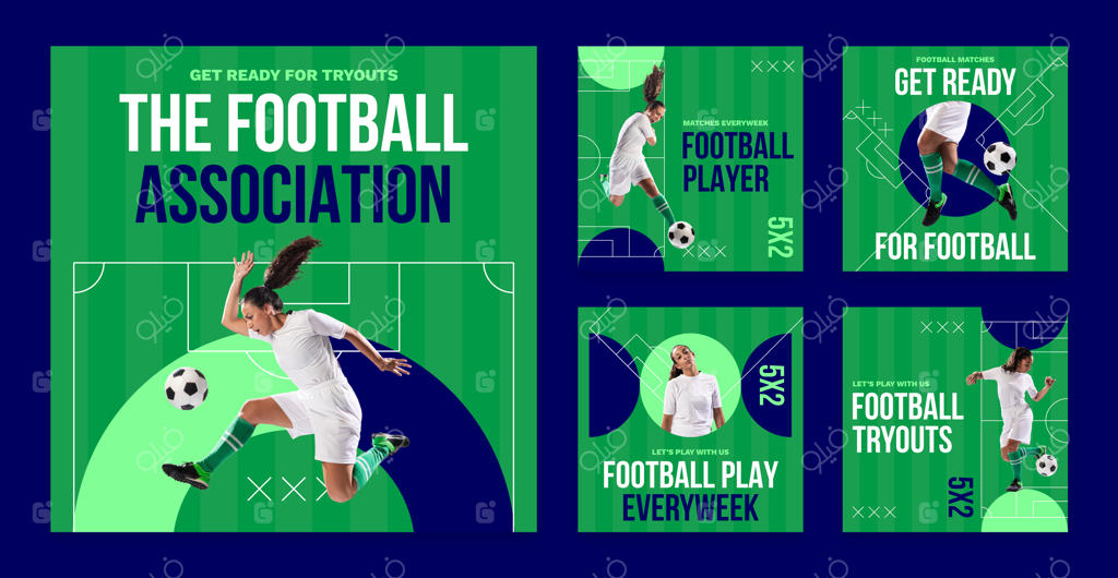 پست‌های اینستاگرام بازی فوتبال با طراحی تخت