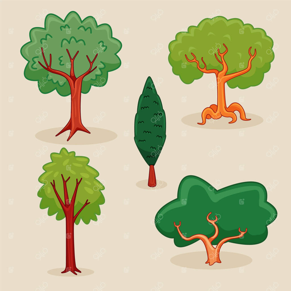 مجموعه عناصر روز درختکاری دست‌کشیده شده