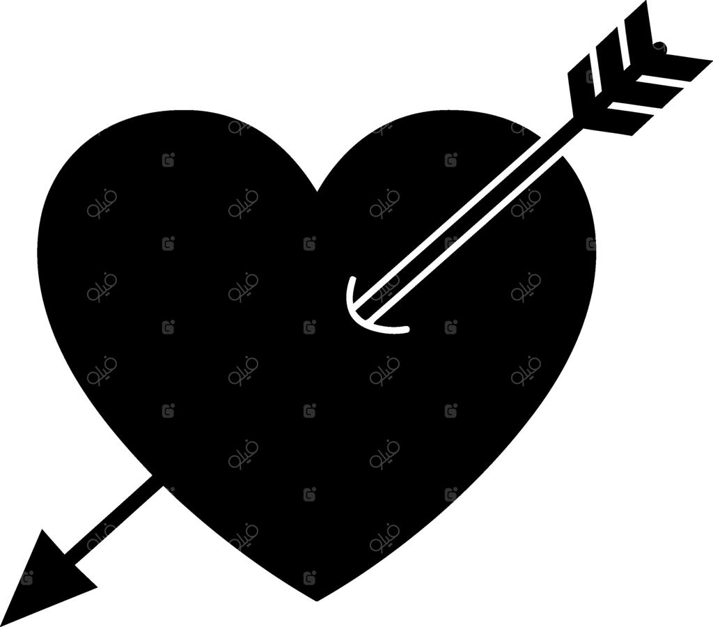 نماد قلب با یک تیر در طراحی تخت و مینیمال