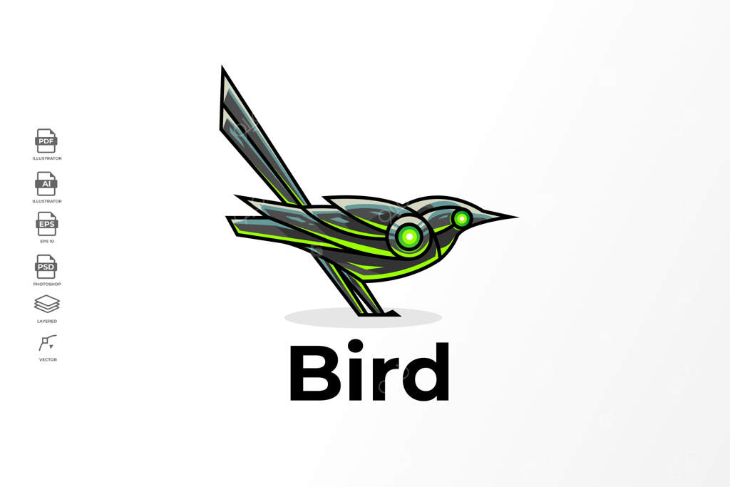 قالب طراحی لوگو پرنده رباتیک مدرن
