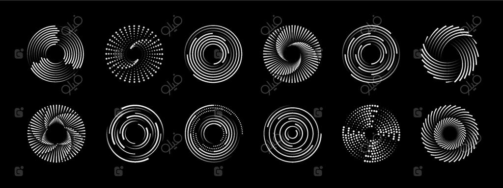 اشکال مارپیچی و منحنی خطی و دایره‌ای抽象