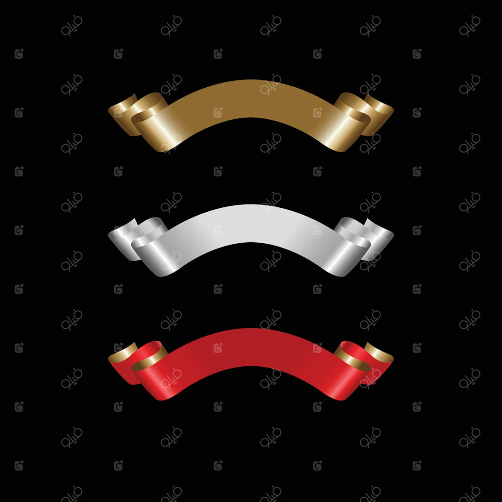 ست روبان طلایی لوکس برای جشن، مجموعه‌ای از روبان‌های خاص و مجلل