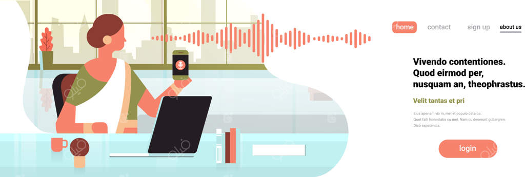 زن تاجر هندی با گوشی و بنر هوشمند