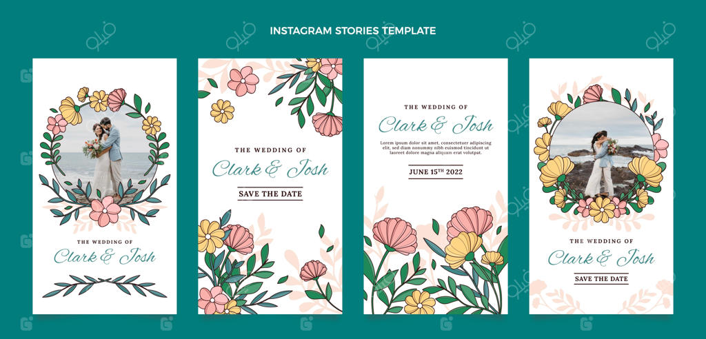 پست اینستاگرام عروسی با طراحی دستی