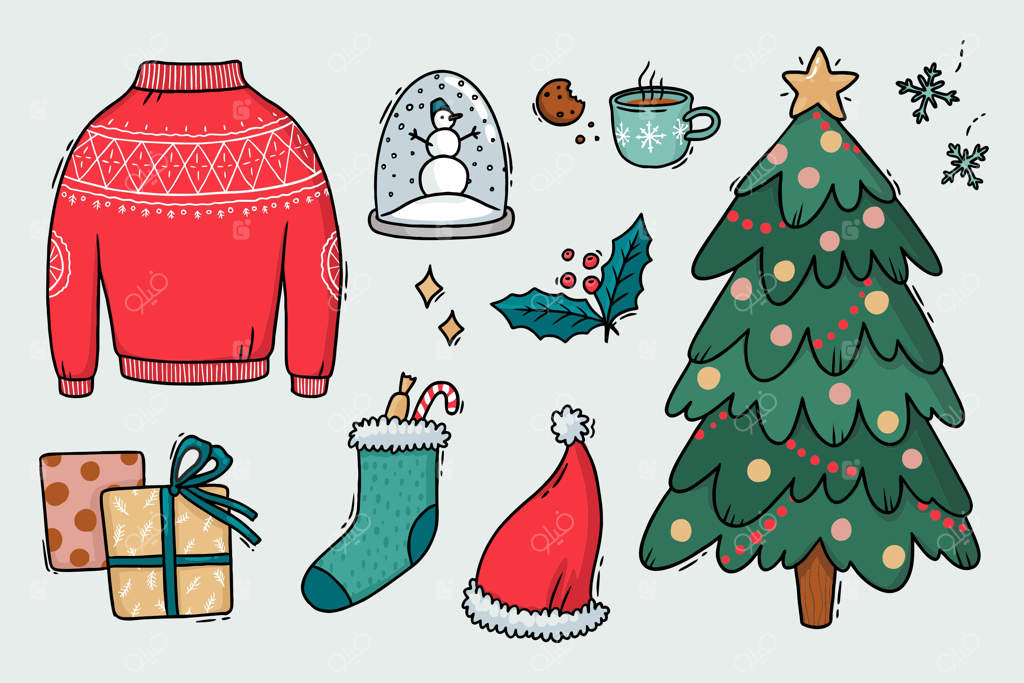 مجموعه‌ای از تصاویر عناصر کریسمس