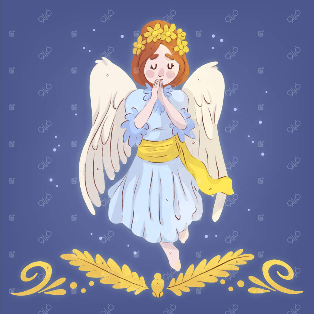 نقاشی آبرنگی فرشته کریسمس