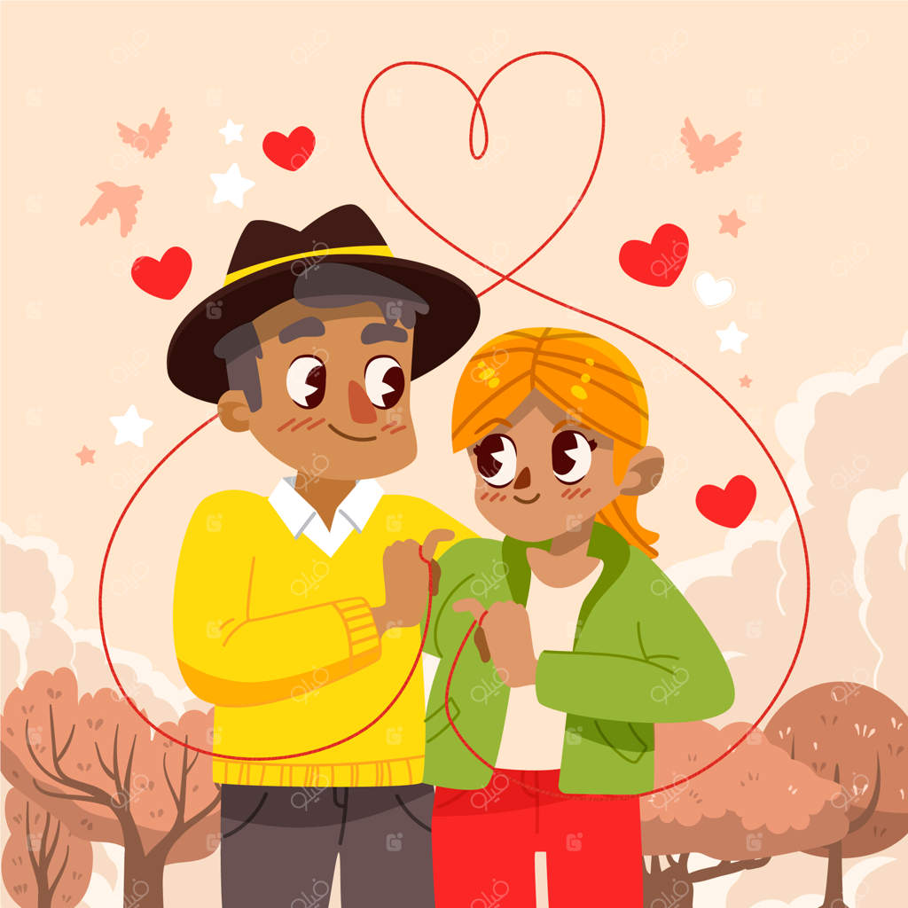 تصویرسازی نخ قرمز دست‌کشیده