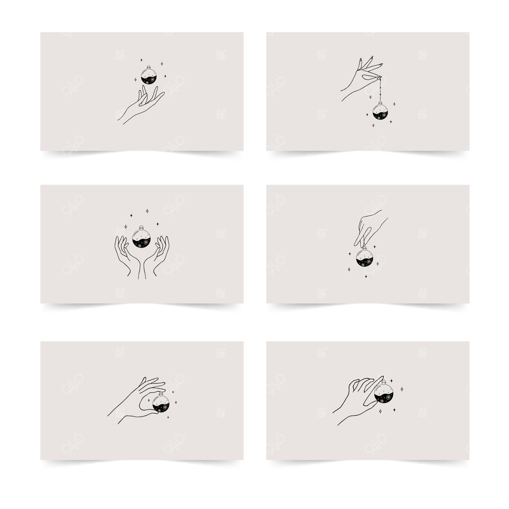 جادو و اسرارآمیز: تصویرسازی کارت‌های تاروت به سبک بوهو با دست‌های خطی، معجون‌های اسرارآمیز و ستاره‌ها.