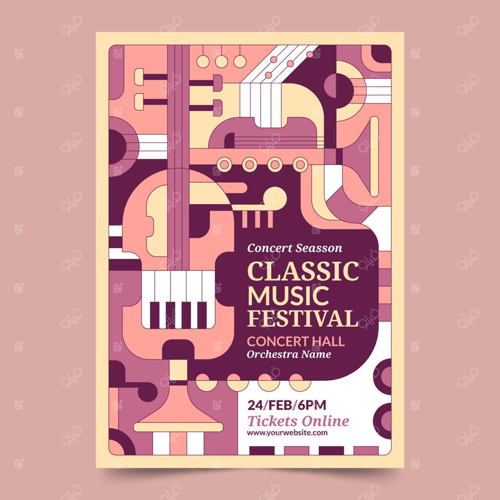 پوستر کنسرت ارکستر به سبک طراحی فلت