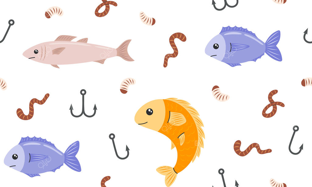 پترن شاد و رنگارنگ ماهی برای اتاق کودکان (وکتور حرفه‌ای)