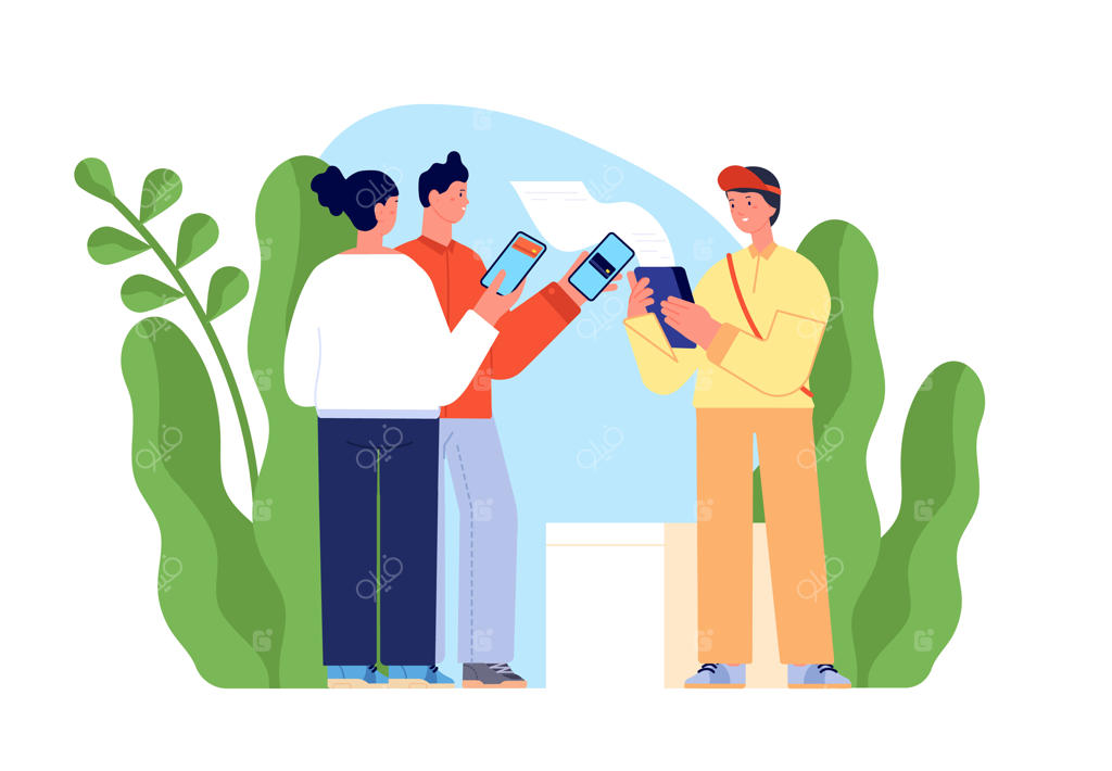 پرداخت بی‌نقد: زوجی با گوشی خود برای خرید اینترنتی پرداخت می‌کنند