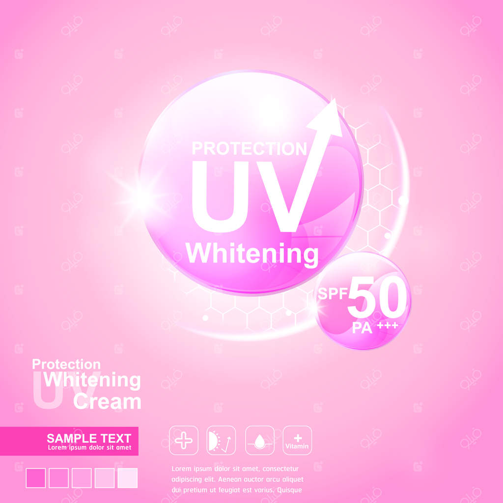 پس‌زمینه وکتور صورتی با محافظت UV برای محصولات مراقبت از پوست