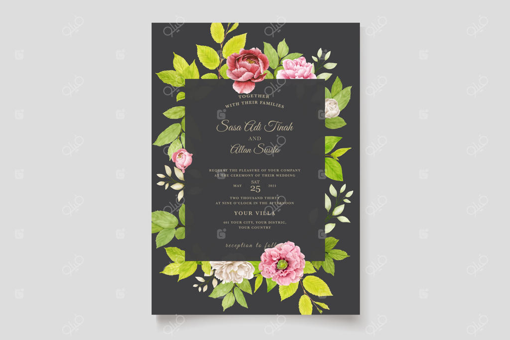 طرح پس‌زمینه و قاب با حاشیه‌ی زیبای گل صدتومانی