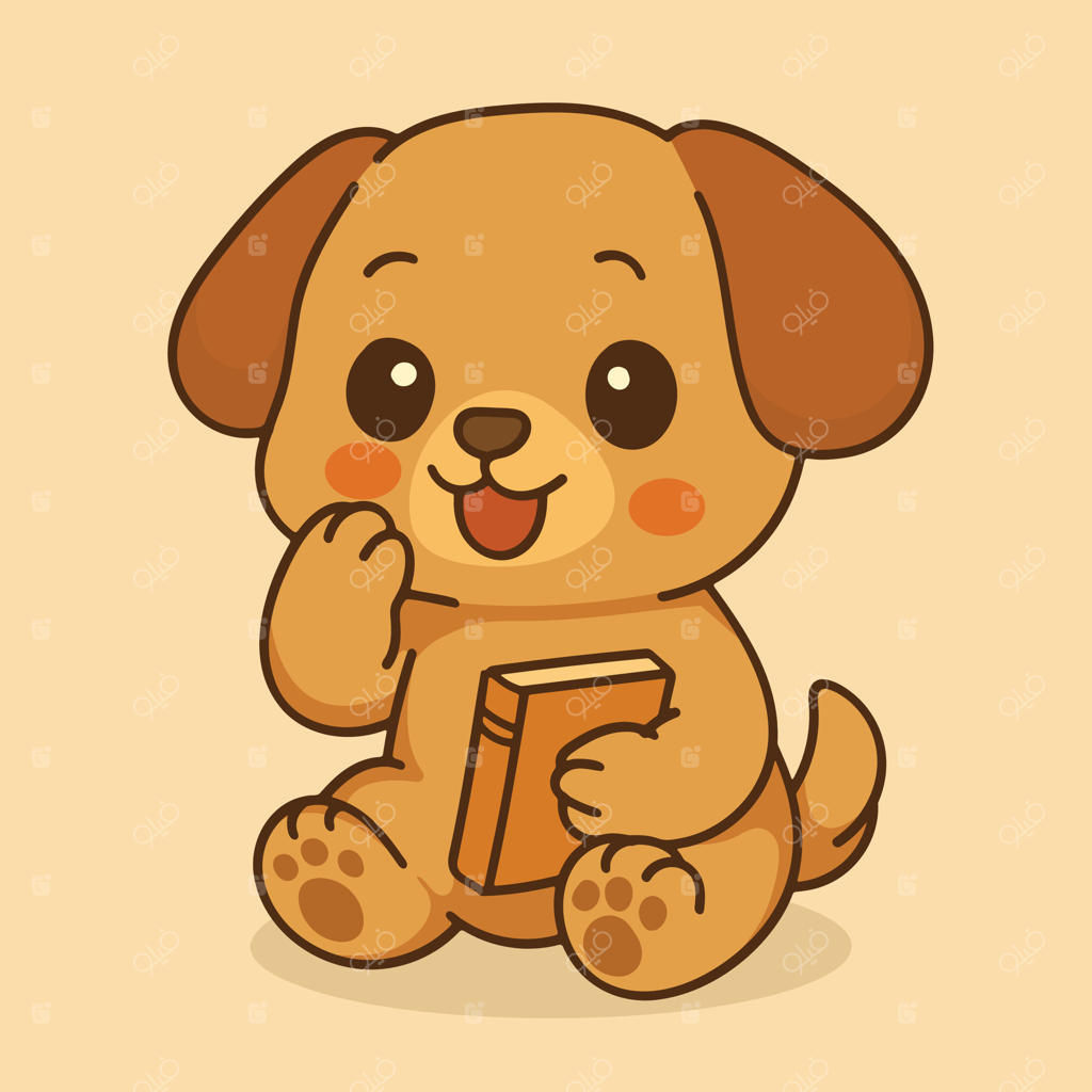 سگ کارتونی بامزه با کتاب وکتور حرفه‌ای
