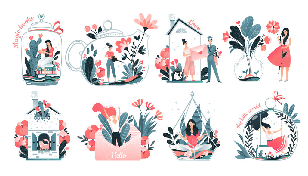 مفهوم دنیای درونی دختران، شخصیت درون‌گرا و آرامش در خانه‌ای دلنشین، مجموعه‌ای از تخیل و تصویرسازی