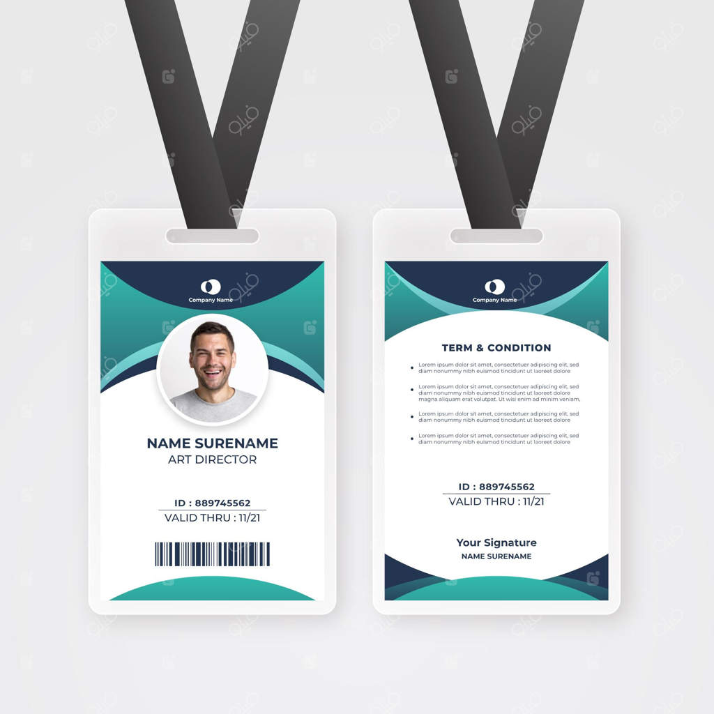قالب کارت شناسایی کارمند با عکس به صورت انتزاعی