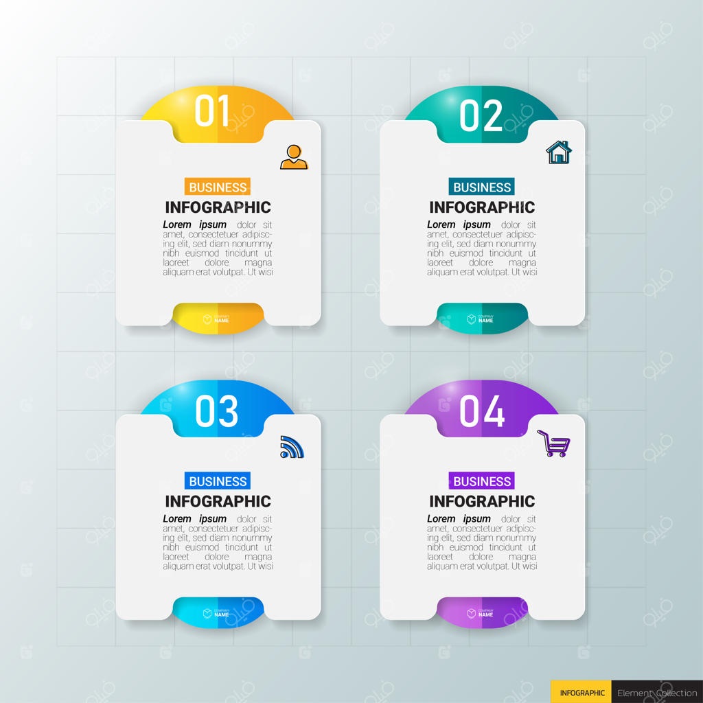 قالب اینفوگرافیک کسب‌وکار با چهار مرحله