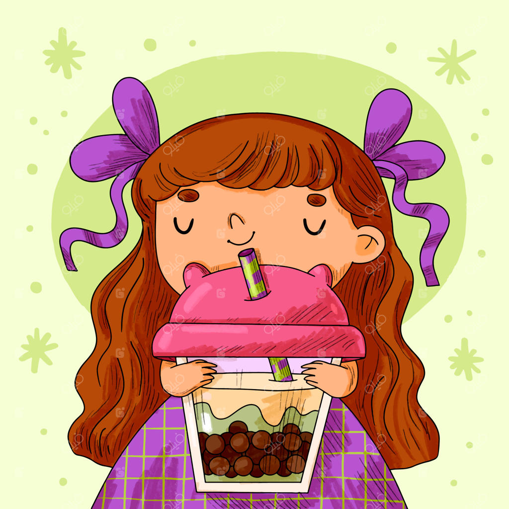 تصویرسازی دستی چای حبابی