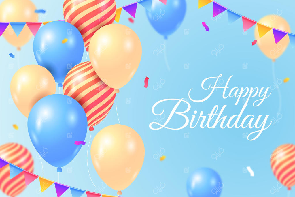 کاغذدیواری تولدت مبارک با بادکنک و کاغذ رنگی