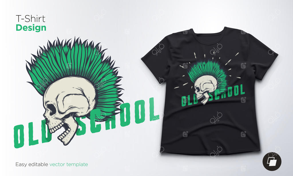 جمجمه کلاسیک برای طراحی تی‌شرت