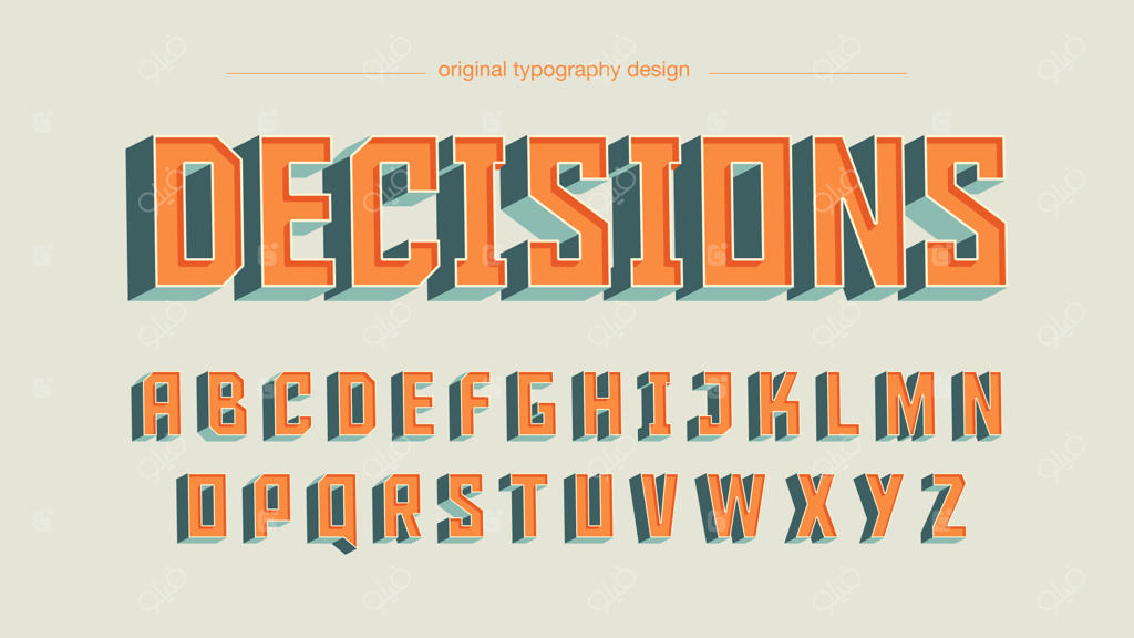 فونت هنری پرانرژی با طراحی مربعی و رنگ نارنجی قدیمی