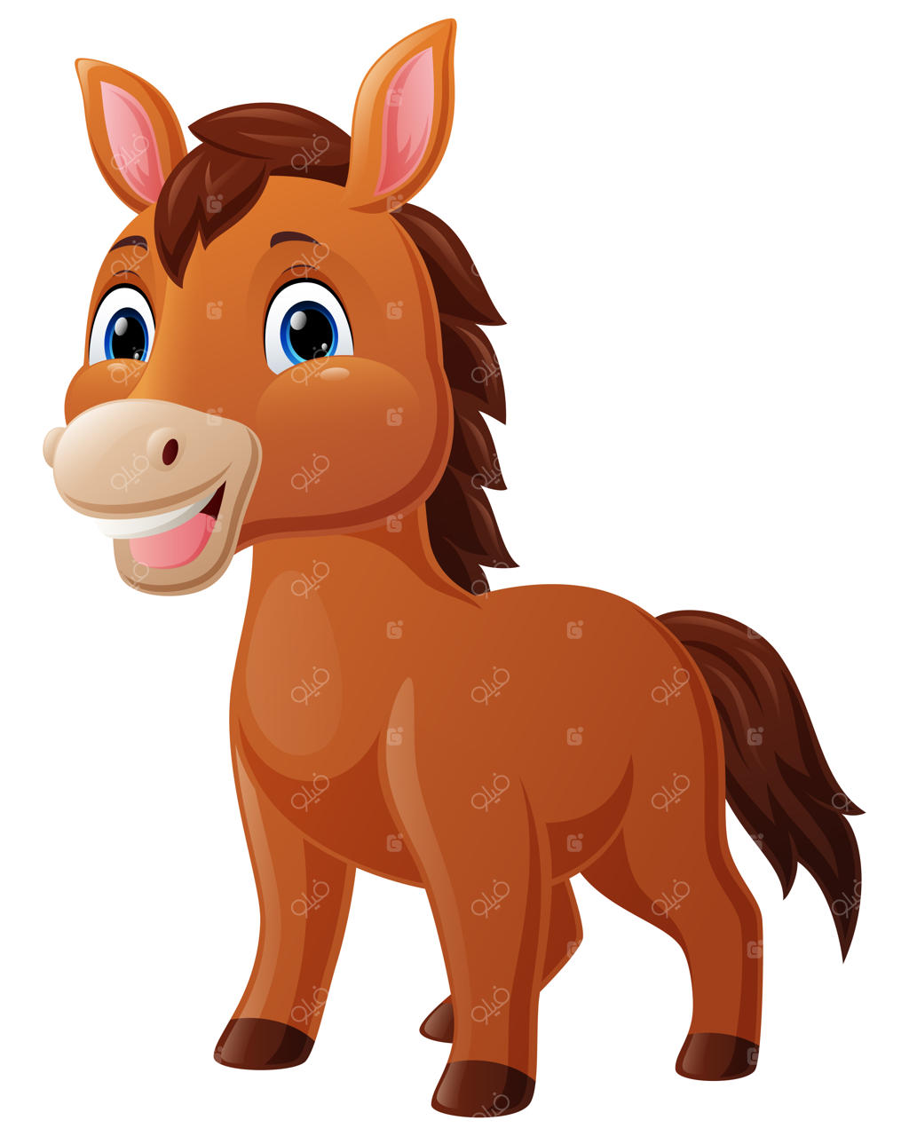 کارتون کره اسب بامزه با پس‌زمینه سفید